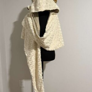 Cream Faux-Fur Hooded Wrap